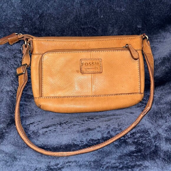 VTG Fossil Brown Leather Crossbody Purse - Picture 1 of 15